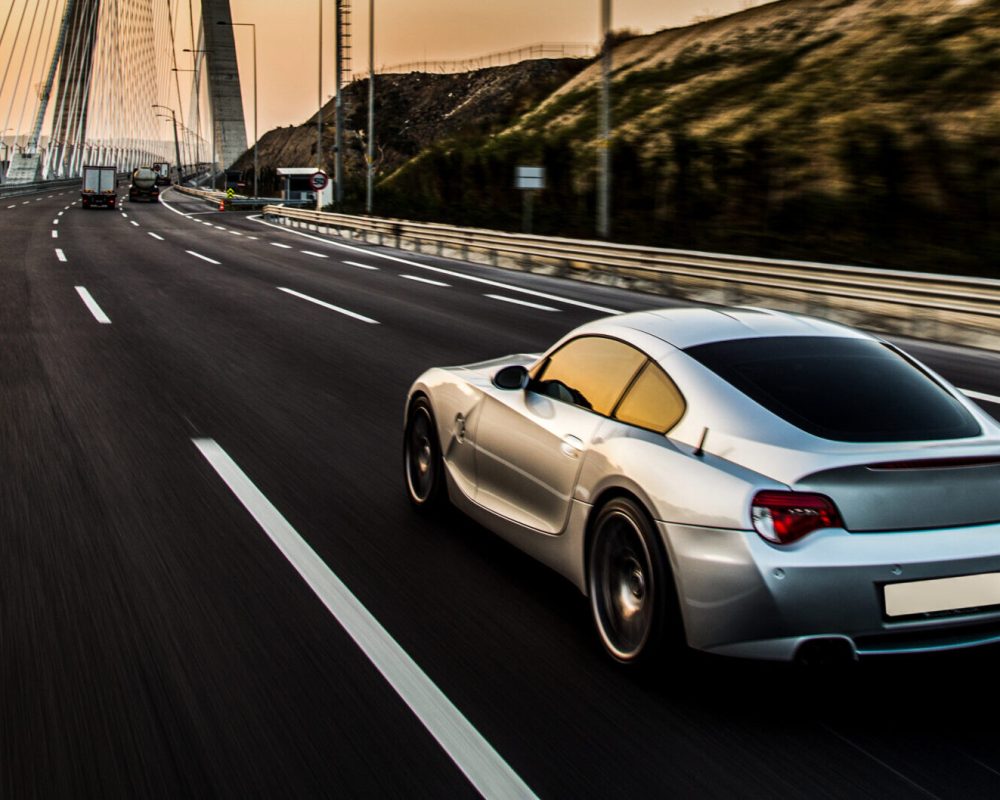 metallic-color-sport-car-bridge
